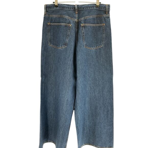 Cos Drawstring High Waist Blue Cotton Extra Wide Leg Denim Jean Size 38 - Picture 3 of 4